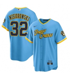 Men's Milwaukee Brewers #32 Jacob Misiorowski Powder Blue City Connect Cool Base Stitched Jersey