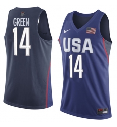 Men's Nike Team USA #14 Draymond Green Authentic Navy Blue 2016 Olympic Basketball Jersey