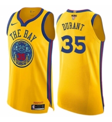 Youth Nike Golden State Warriors #35 Kevin Durant Swingman Gold 2018 NBA Finals Bound NBA Jersey - City Edition