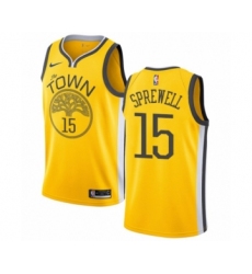 Women's Nike Golden State Warriors #15 Latrell Sprewell Yellow Swingman Jersey - Earned Edition