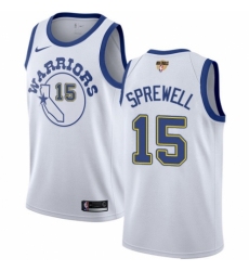 Youth Nike Golden State Warriors #15 Latrell Sprewell Authentic White Hardwood Classics 2018 NBA Finals Bound NBA Jersey