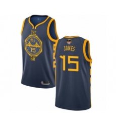Women's Golden State Warriors #15 Damian Jones Swingman Navy Blue Basketball 2019 Basketball Finals Bound Jersey - City Edition