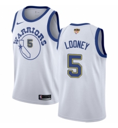 Men's Nike Golden State Warriors #5 Kevon Looney Authentic White Hardwood Classics 2018 NBA Finals Bound NBA Jersey