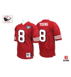 Mitchell and Ness San Francisco 49ers #8 Steve Young Red Team Color 75TH Authentic Throwback NFL Jersey