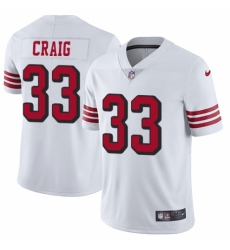 Men's Nike San Francisco 49ers #33 Roger Craig Elite White Rush Vapor Untouchable NFL Jersey