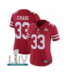 Women's San Francisco 49ers #33 Roger Craig Red Team Color Vapor Untouchable Limited Player Super Bowl LIV Bound Football Jersey