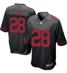 Men's Nike San Francisco 49ers #28 Carlos Hyde Game Black NFL Jersey