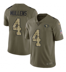 Men's Nike San Francisco 49ers #4 Nick Mullens Limited Olive Camo 2017 Salute to Service NFL Jersey