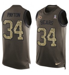 Men's Nike Chicago Bears #34 Walter Payton Limited Green Salute to Service Tank Top NFL Jersey
