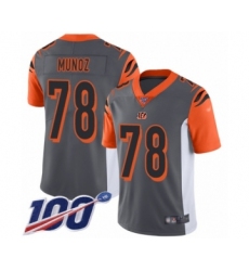 Men's Cincinnati Bengals #78 Anthony Munoz Limited Silver Inverted Legend 100th Season Football Jersey