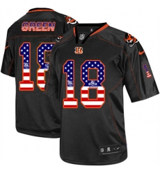 Men's Nike Cincinnati Bengals #18 A.J. Green Elite Black USA Flag Fashion NFL Jersey