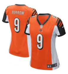 Women's Cincinnati Bengals #9 Joe Burrow Nike Orange 2020 NFL Draft First Round Pick Game Jersey.webp