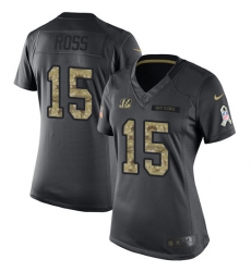 Women's Nike Cincinnati Bengals #15 John Ross Limited Black 2016 Salute to Service NFL Jersey