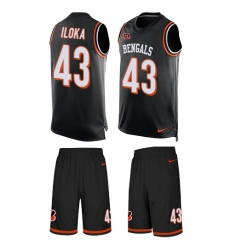 Men's Nike Cincinnati Bengals #43 George Iloka Limited Black Tank Top Suit NFL Jersey