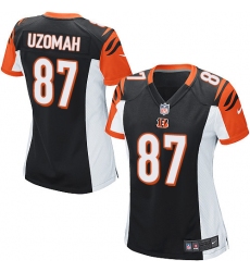 Women's Nike Cincinnati Bengals #87 C.J. Uzomah Game Black Team Color NFL Jersey