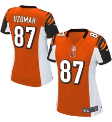 Women's Nike Cincinnati Bengals #87 C.J. Uzomah Game Orange Alternate NFL Jersey