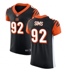 Men's Nike Cincinnati Bengals #92 Pat Sims Black Team Color Vapor Untouchable Elite Player NFL Jersey