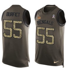 Men's Nike Cincinnati Bengals #55 Vontaze Burfict Limited Green Salute to Service Tank Top NFL Jersey