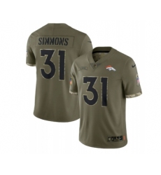 Men's Denver Broncos #31 Justin Simmons 2022 Olive Salute To Service Limited Stitched Jersey