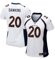 Women's Nike Denver Broncos #20 Brian Dawkins Game White NFL Jersey