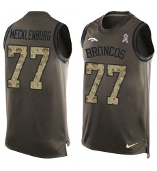 Men's Nike Denver Broncos #77 Karl Mecklenburg Limited Green Salute to Service Tank Top NFL Jersey