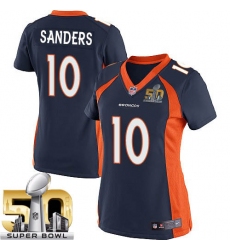 Women's Nike Denver Broncos #10 Emmanuel Sanders Elite Navy Blue Alternate Super Bowl 50 Bound NFL Jersey
