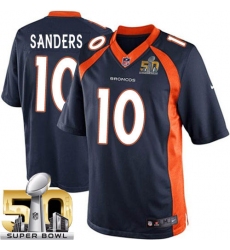 Youth Nike Denver Broncos #10 Emmanuel Sanders Elite Navy Blue Alternate Super Bowl 50 Bound NFL Jersey