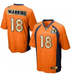 Men's Nike Denver Broncos #18 Peyton Manning Game Orange Super Bowl 50 Collection NFL Jersey