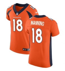 Men's Nike Denver Broncos #18 Peyton Manning Orange Team Color Vapor Untouchable Elite Player NFL Jersey
