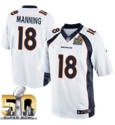 Youth Nike Denver Broncos #18 Peyton Manning Limited White Super Bowl 50 Bound NFL Jersey