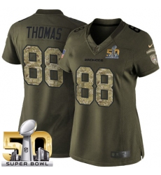 Women's Nike Denver Broncos #88 Demaryius Thomas Elite Green Salute to Service Super Bowl 50 Bound NFL Jersey