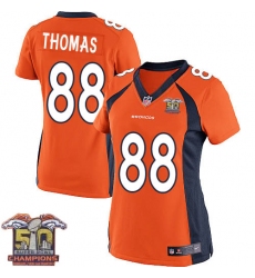 Women's Nike Denver Broncos #88 Demaryius Thomas Elite Orange Team Color Super Bowl 50 Champions NFL Jersey