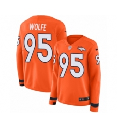Women's Nike Denver Broncos #95 Derek Wolfe Limited Orange Therma Long Sleeve NFL Jersey