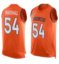 Men's Nike Denver Broncos #54 Brandon Marshall Limited Orange Player Name & Number Tank Top NFL Jersey
