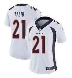 Women's Nike Denver Broncos #21 Aqib Talib Elite White NFL Jersey