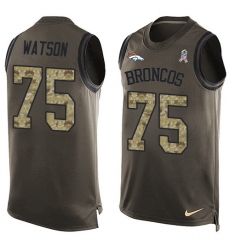 Men's Nike Denver Broncos #75 Menelik Watson Limited Green Salute to Service Tank Top NFL Jersey