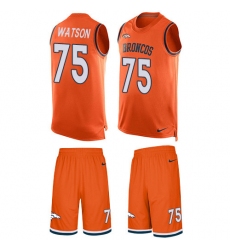 Men's Nike Denver Broncos #75 Menelik Watson Limited Orange Tank Top Suit NFL Jersey
