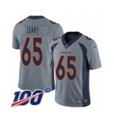 Men's Denver Broncos #65 Ronald Leary Limited Silver Inverted Legend 100th Season Football Jersey