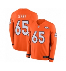 Men's Nike Denver Broncos #65 Ronald Leary Limited Orange Therma Long Sleeve NFL Jersey
