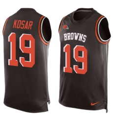 Men's Nike Cleveland Browns #19 Bernie Kosar Limited Brown Player Name & Number Tank Top NFL Jersey