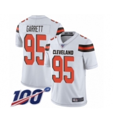 Men's Cleveland Browns #95 Myles Garrett White Vapor Untouchable Limited Player 100th Season Football Jersey