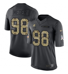 Men's Nike Cleveland Browns #98 Jamie Meder Limited Black 2016 Salute to Service NFL Jersey