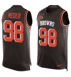 Men's Nike Cleveland Browns #98 Jamie Meder Limited Brown Player Name & Number Tank Top NFL Jersey
