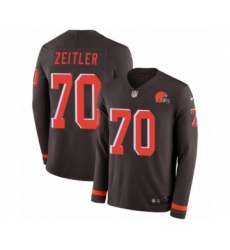Men's Nike Cleveland Browns #70 Kevin Zeitler Limited Brown Therma Long Sleeve NFL Jersey