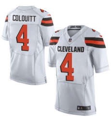 Men's Nike Cleveland Browns #4 Britton Colquitt Elite White NFL Jersey