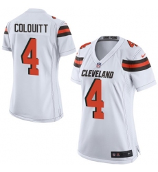 Women's Nike Cleveland Browns #4 Britton Colquitt Game White NFL Jersey