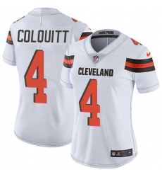 Women's Nike Cleveland Browns #4 Britton Colquitt White Vapor Untouchable Limited Player NFL Jersey