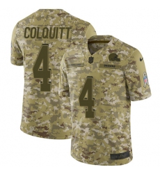 Youth Nike Cleveland Browns #4 Britton Colquitt Limited Camo 2018 Salute to Service NFL Jersey