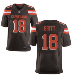 Men's Nike Cleveland Browns #18 Kenny Britt Elite Brown Team Color NFL Jersey