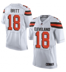 Men's Nike Cleveland Browns #18 Kenny Britt Elite White NFL Jersey